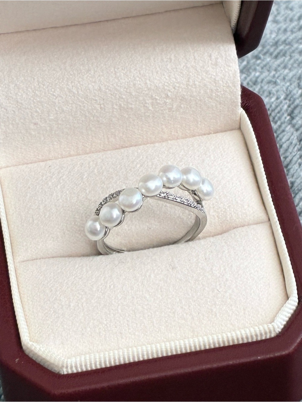 Freshwater Pearl Twist Ring | Bridal Pearl Ring | Minimalist Wedding Jewelry